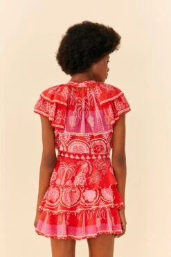 Farm Rio Red Summer Sunrise Mini Skirt -Trend Farm Rio 311481 03