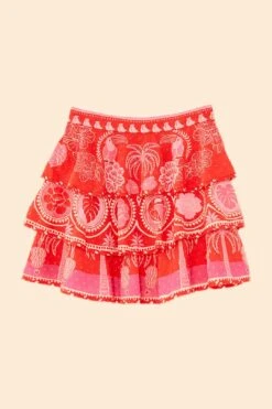 Farm Rio Red Summer Sunrise Mini Skirt -Trend Farm Rio 311481 06