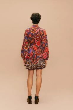Farm Rio Brown Bright Flora Long Sleeve Mini Dress 12 Farm Rio Brown Bright Flora Long Sleeve Mini Dress -Trend Farm Rio 311972 04