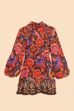 Farm Rio Brown Bright Flora Long Sleeve Mini Dress 15 Farm Rio Brown Bright Flora Long Sleeve Mini Dress -Trend Farm Rio 311972 07