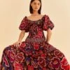 Farm Rio Brown Bright Flora Short Sleeve Midi Dress 2 Farm Rio Brown Bright Flora Short Sleeve Midi Dress -Trend Farm Rio 312040 01