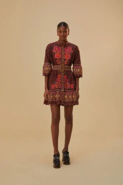 Farm Rio Brown Bright Flora Short Sleeve Mini Dress 9 Farm Rio Brown Bright Flora Short Sleeve Mini Dress -Trend Farm Rio 312050 03
