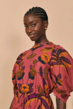 Farm Rio Blush Living Bloom Short Sleeve Mini Dress -Trend Farm Rio 312186 02