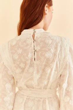 Farm Rio Off-White 3d Flower Pleated Mini Dress -Trend Farm Rio 312366 06