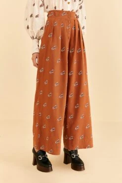 Farm Rio Caramel Embroidered Horses Pants -Trend Farm Rio 312388 03
