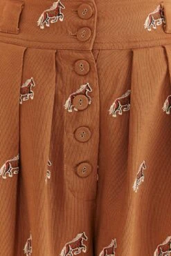 Farm Rio Caramel Embroidered Horses Pants -Trend Farm Rio 312388 05
