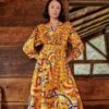 Farm Rio Yellow Palms Party Midi Dress -Trend Farm Rio 312461 01