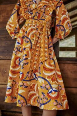 Farm Rio Yellow Palms Party Midi Dress -Trend Farm Rio 312461 05