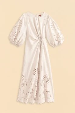 Farm Rio Off-White Richelieu Cut Out Midi Dress -Trend Farm Rio 313595 06