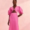 Farm Rio Pink Cut Out Short Sleeve Midi Dress -Trend Farm Rio 313597 01