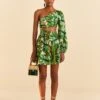 Farm Rio Tropical Leaves One Shoulder Mini Dress -Trend Farm Rio 313620 01