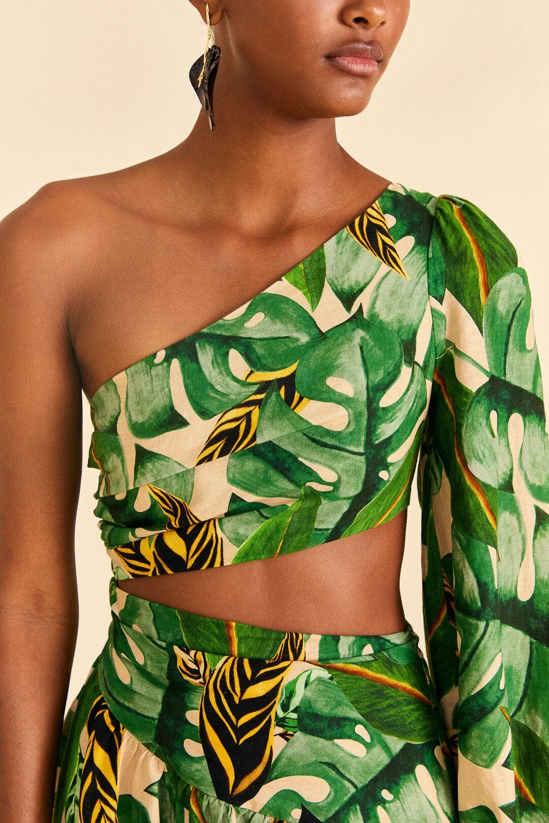 Farm Rio Tropical Leaves One Shoulder Mini Dress 4 Farm Rio Tropical Leaves One Shoulder Mini Dress - Image 2