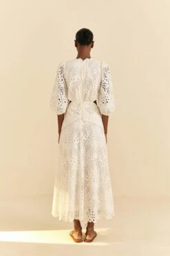 Farm Rio Off-White Richelieu Midi Dress 9 Farm Rio Off-White Richelieu Midi Dress -Trend Farm Rio 313629 03