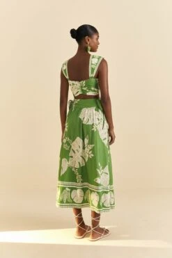 Farm Rio Green Lace Monsteras Crop Top -Trend Farm Rio 313644 03