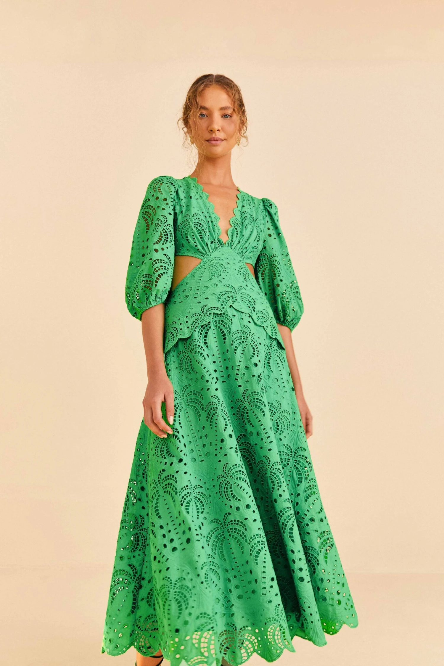 Farm Rio Green Richelieu Midi Dress 4 Farm Rio Green Richelieu Midi Dress - Image 2