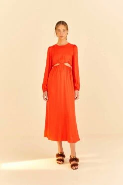 Farm Rio Red Viscose Satin Midi Dress 10 Farm Rio Red Viscose Satin Midi Dress -Trend Farm Rio 313816 01