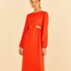 Farm Rio Red Viscose Satin Midi Dress 1 Farm Rio Red Viscose Satin Midi Dress -Trend Farm Rio 313816 02