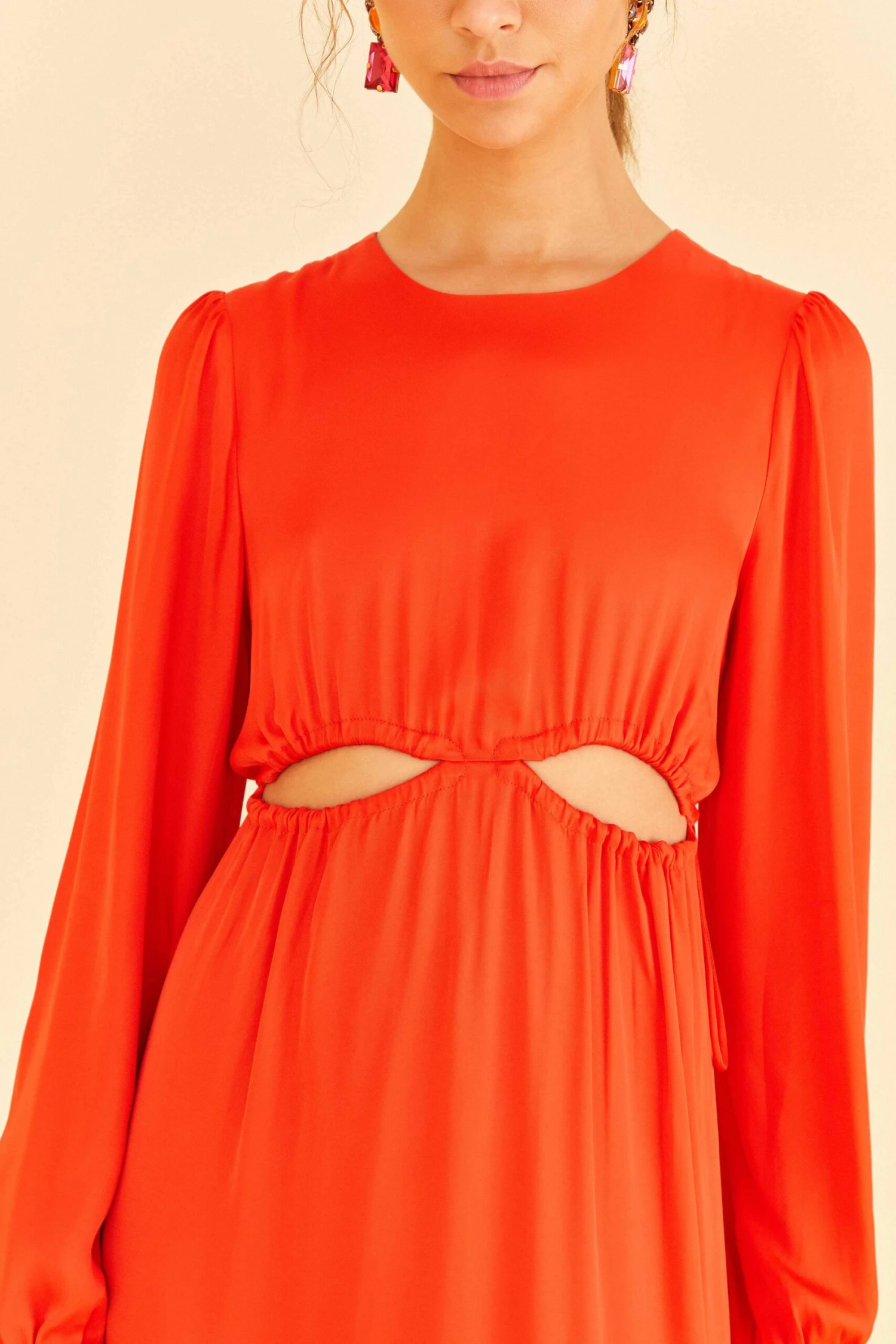 Farm Rio Red Viscose Satin Midi Dress 4 Farm Rio Red Viscose Satin Midi Dress - Image 2