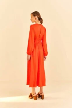 Farm Rio Red Viscose Satin Midi Dress 9 Farm Rio Red Viscose Satin Midi Dress -Trend Farm Rio 313816 04