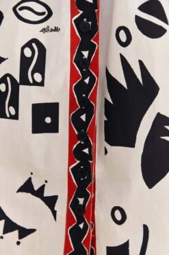 Farm Rio Off-White Pitta Soul Puff Sleeve Midi Dress -Trend Farm Rio 314083 05