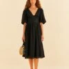 Farm Rio Black Short Sleeves Midi Dress -Trend Farm Rio 314512 01