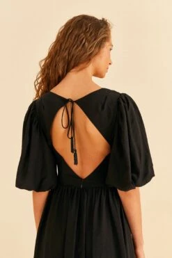 Farm Rio Black Short Sleeves Midi Dress -Trend Farm Rio 314512 05