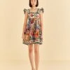 Farm Rio Off-White Tropical Yard Sleeveless Mini Dress -Trend Farm Rio 315948 01
