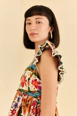 Farm Rio Off-White Tropical Yard Sleeveless Mini Dress -Trend Farm Rio 315948 04