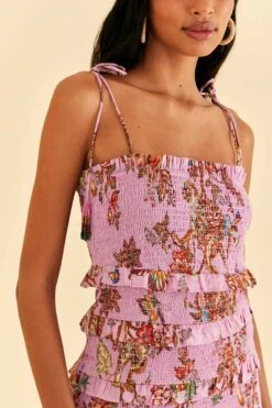 Farm Rio Lilac Floral Monkey Smocked Mini Dress 9 Farm Rio Lilac Floral Monkey Smocked Mini Dress -Trend Farm Rio 315956 03