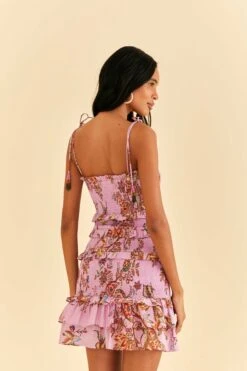 Farm Rio Lilac Floral Monkey Smocked Mini Dress 10 Farm Rio Lilac Floral Monkey Smocked Mini Dress -Trend Farm Rio 315956 04