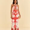 Farm Rio Pink Soft Garden Halter Neck Midi Dress -Trend Farm Rio 315958 01
