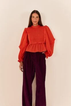 Farm Rio Burgundy Corduroy Pants
