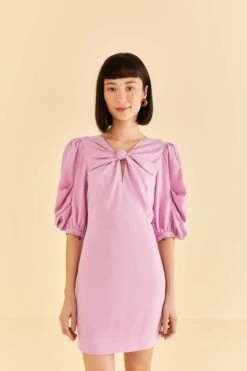 Farm Rio Lilac Short Sleeve Mini Dress