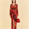 Farm Rio Red Rooster Leaves Pants -Trend Farm Rio 316429 01