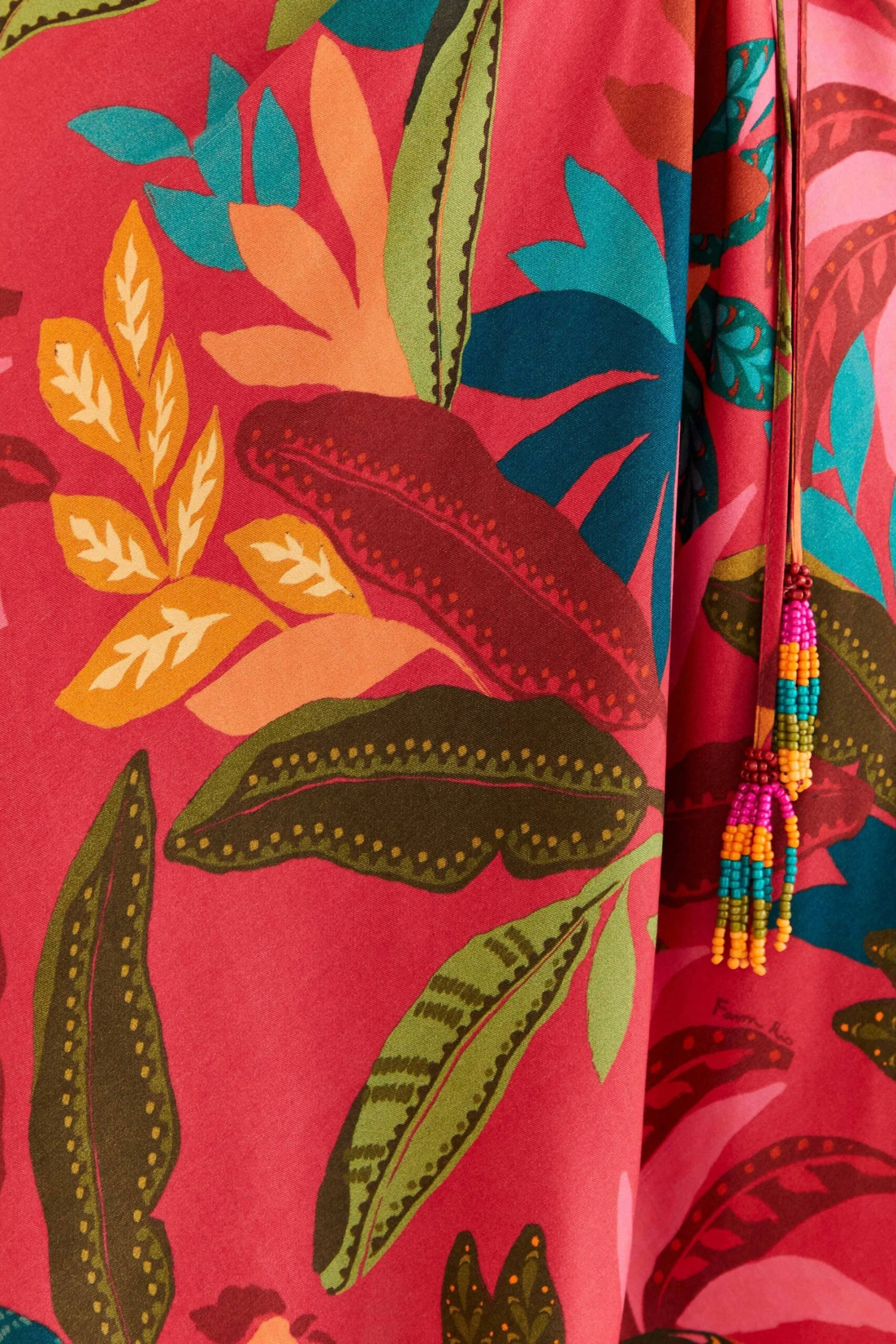 Farm Rio Red Rooster Leaves Long Sleeve Mini Dress 7 Farm Rio Red Rooster Leaves Long Sleeve Mini Dress - Image 5