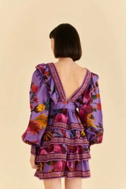 Farm Rio Purple Maxi Flowers Mini Dress -Trend Farm Rio 318162 04