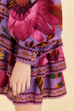 Farm Rio Purple Maxi Flowers Mini Dress -Trend Farm Rio 318162 05